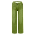 thumbnail image 5 of WTOBBY Women's Fashion Casual Pencil Pant, Solid Color Elastic Waist Pocket Tie Jeans for a Stylish and Versatile Look, Comfortable Fit with Functional Design,Green 2XL, 5 of 5
