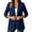 Navy, variant on Staron Women's Cotton Linen Blazer Lightweight Casual Long Sleeve Button Down Collared Work Jacket Solid Business Cardigan Tops Beige L