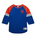 thumbnail image 2 of Men's Mitchell & Ness Royal New York Mets Cooperstown Collection Legendary Raglan Slub Henley 3/4-Sleeve T-Shirt, 2 of 5