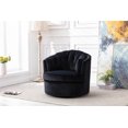 thumbnail image 3 of Swivel Barrel Chair Sofa Chair with Soft Velvet Fabric and Metal Legs, Modern Leisure Chair with Curved Back and Padded Seat, Ergonomic Design Suitable for Bedroom Office and Living Room, Black, 3 of 7