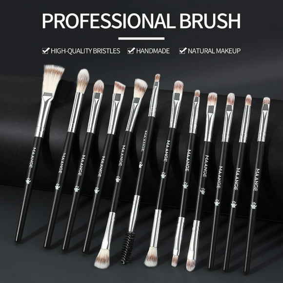 Juego de 12 brochas para maquillaje de ojos con mango de plástico, brocha para sombra de ojos con pelo de nailon Wmkox8yii hjk2123
