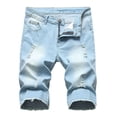 thumbnail image 1 of Mens Shorts with Zipper Pockets Zipper Elastic Slim Casual Shorts Play Wrap Ripped Mens Mid-Length Pants, 1 of 1
