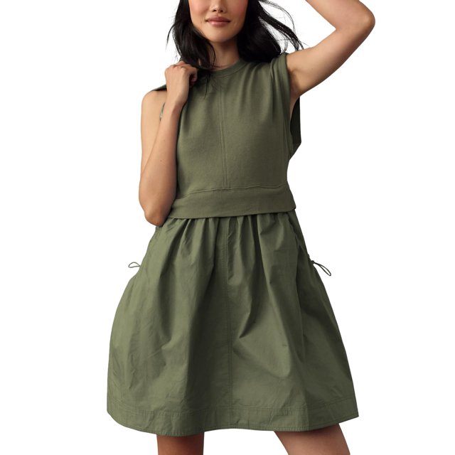 Vestido tipo sudadera sin mangas Majdan ArmyGreen para mujer