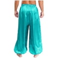 thumbnail image 2 of iiniim Men's Belly Dance Pants Satin Silky Loose Fit Comfy Bloomers Theme Party Trousers Cyan S, 2 of 7