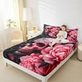 thumbnail image 4 of Manfei Spooky Halloween Skeleton Queen Sheet Sets,Gothic Theme Flat Sheet,Pink Flower Floral Queen Fitted Sheet For Boys Girls,Microfiber Bedroom Decor,4 Pieces, 4 of 7