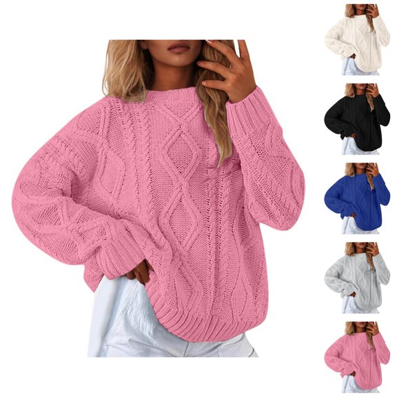 Sweaters for Women Chunky Knit Pullover Oversized Casual Cozy Autumn Fall Outfit Women's Pullover Sweater For Fall And Winter Long Sleeve Knit For Ladies Cozy And Stylish Knitwear