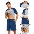 thumbnail image 2 of Ekouaer Mens Pajama Short Sets Short Sleeve Crewneck Pajama Lounge Set Raglan Sleepwear, 2 of 6