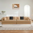 thumbnail image 3 of LiviNest Zero-Assembly Cloud Sofa for Family Living Room: 4-Seat 135" Teddy Fabric Modular Sectional - 32D High-Density Sponge & 1200LBS Capacity for Movie Nights & Relaxation - Camel & Black Contras, 3 of 6