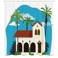thumbnail image 3 of Ambesonne Spanish Shower Curtain, Cottage House Palms, 69"Wx75"L, Multicolor, 3 of 3