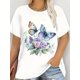 thumbnail image 1 of Butterfly Print Fashion T-Shirt for Women, Casual Crew Neck, Slight Stretch, All-Season Comfort, 1 of 5