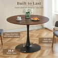 thumbnail video image 2 of Miniyam 42" Round Pedestal Dining Table for 4-6, Small Kitchen Table with Wood Top, Walnut, 2 of 8