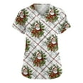 thumbnail image 2 of Garbnen Christmas Scrubs for Women V Neck Short Sleeve Fall Tops for Women 2025 Xmas Printed Nurse Uniform with Pockets S-5XL, 2 of 5