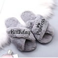 thumbnail image 5 of Birthday Princess Slippers - Fluffy Criss Cross Slippers for Girls - Ages 3 to 10 years - Gifts for Girls, Gray 10.5-11C (3-4Yrs), Black Glitter, 5 of 5