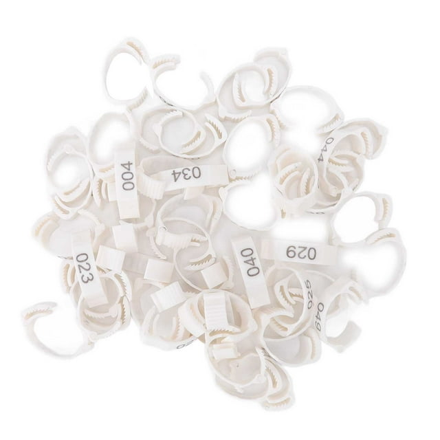 50Pcs Poultry Leg Bands Numbered Chicken Identification Rings for Pigeons Ducks Geese White