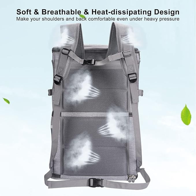bathprove 2-in-1 Double Pet Carrier Backpack for Small Cats and Dogs, Portable Pet Travel Carrier, Super Ventilated Design, Ideal for Traveling Large Size
