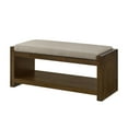 thumbnail image 3 of GZXS 40" Storage Shoe Bench with Open Shelf and Padded Linen Cushion, Wooden Entryway Seat/Bedroom Ottoman for End of Bed, Windows, Living Room, 3 of 7