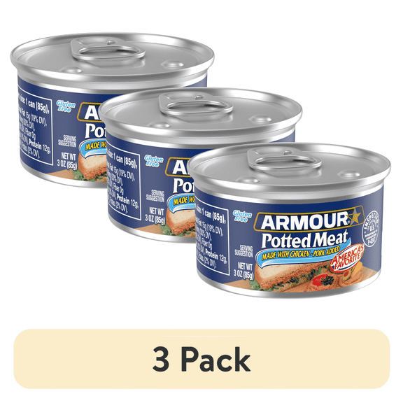 (3 pack) Armour Chicken & Pork Potted Meat, 10g Protein Per Serving, 3 oz Can