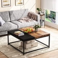 thumbnail image 5 of 40 inch Square Coffee Table Rustic Brown, Large Living Room Table, 5 of 6