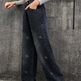 thumbnail image 4 of Girls Baggy Jeans Elastic Waist Wide Leg Pants Kids High Waisted Straight Leg Denim Pant Loose Long Pants with Pocket, 4 of 5