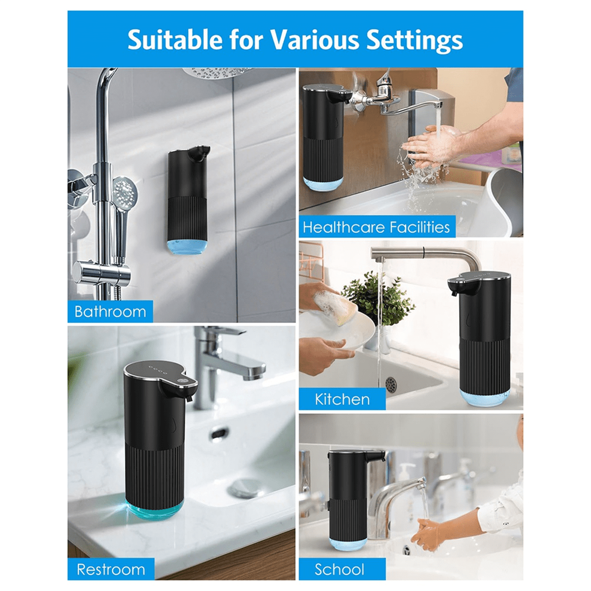 Automatic Foaming Soap Dispenser,11.8 Oz Touchless Foam Hand Dish Soap Dispenser,Wall Mounted,for Home,Office,1 * Soap Dispenser 1 * USB Cable,Black