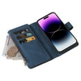 thumbnail image 6 of K-Lion for Moto G Power 2021 ,Retro Classic PU Leather Zipper Card Slots Kickstand Wallet Flip Case Shockproof Full Body Phone Cover with Wrist Strap for Moto G Power 2021,Blue, 6 of 7