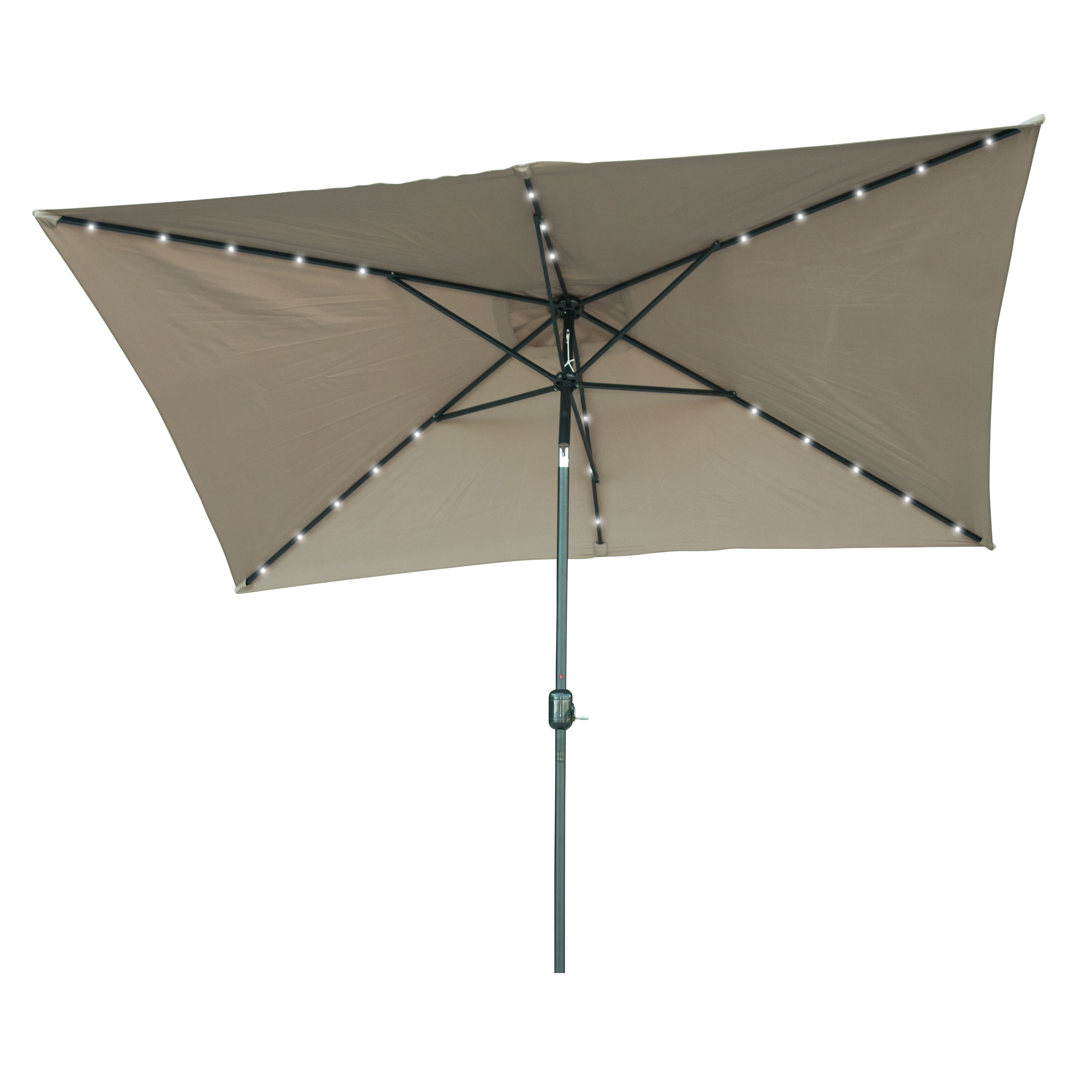 Rectangular Solar Powered Led Lighted Patio Umbrella 10 X 6 5 By Trademark Innovations Tan Walmart Com Walmart Com
