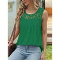 thumbnail image 3 of Camisa Plisada de Encaje Sin Mangas, Blusa de Verano, Túnica Verde Oscuro XL, 3 of 4