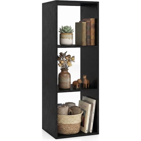 SolaceHue 3-Cube Bookcase Cubby Bookshelf w/Back Guardrail & Anti-Tipping Kits 4-Tier Freestanding Storage Organizer with Shelves Open Back Display Rack for Living Room Study