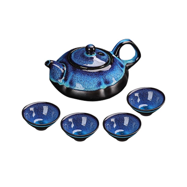 Juego de té de cerámica, artesanías portátiles, práctico diseño vintage, vajilla para servir, juegos de té 13cmx6cm 7cmx3cm