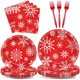 thumbnail image 1 of Juego de vajilla ZOIIWA para fiesta de Navidad, 200 piezas, desechables, 1 of 7