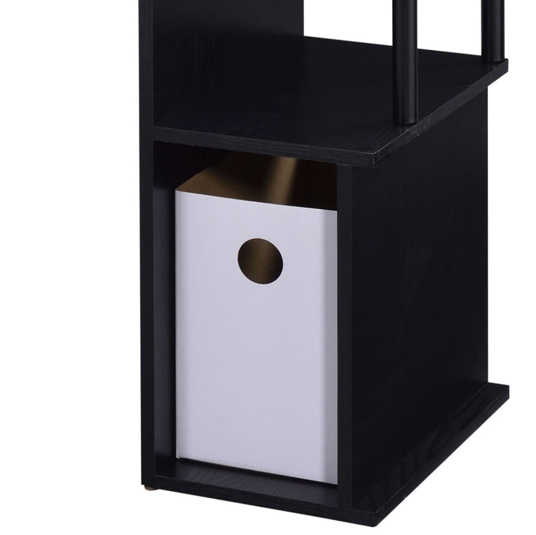 Computer Desk, Rectangular Home Office Desk with Keyboard Tray, Storage Compartment & Shelf, Modern Writing Workstation, Black