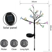 QiShi 2 Pack Solar Fairy Lights Waterproof Multi-Color Solar Powered Garden Lights, Solar Flower Lights with 20 Cherry Blossom, Bigger Solar Panel for Pathway Patio Yard Christmas Decor