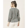 thumbnail image 4 of Moomaya Chic Printed V Neck Cotton Shirt - 3/4 Sleeves Regular Fit Casual Top, 4 of 9