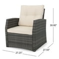 thumbnail image 4 of GDF Studio Clausen Outdoor Wicker 5 Piece Club Chair and Fire Pit Set with Cushions, Gray and Beige, 4 of 13