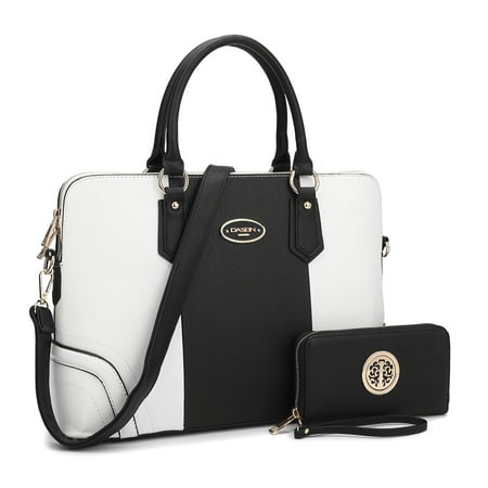 - Dasein Slim Briefcase Handbag with Matching Wallet
