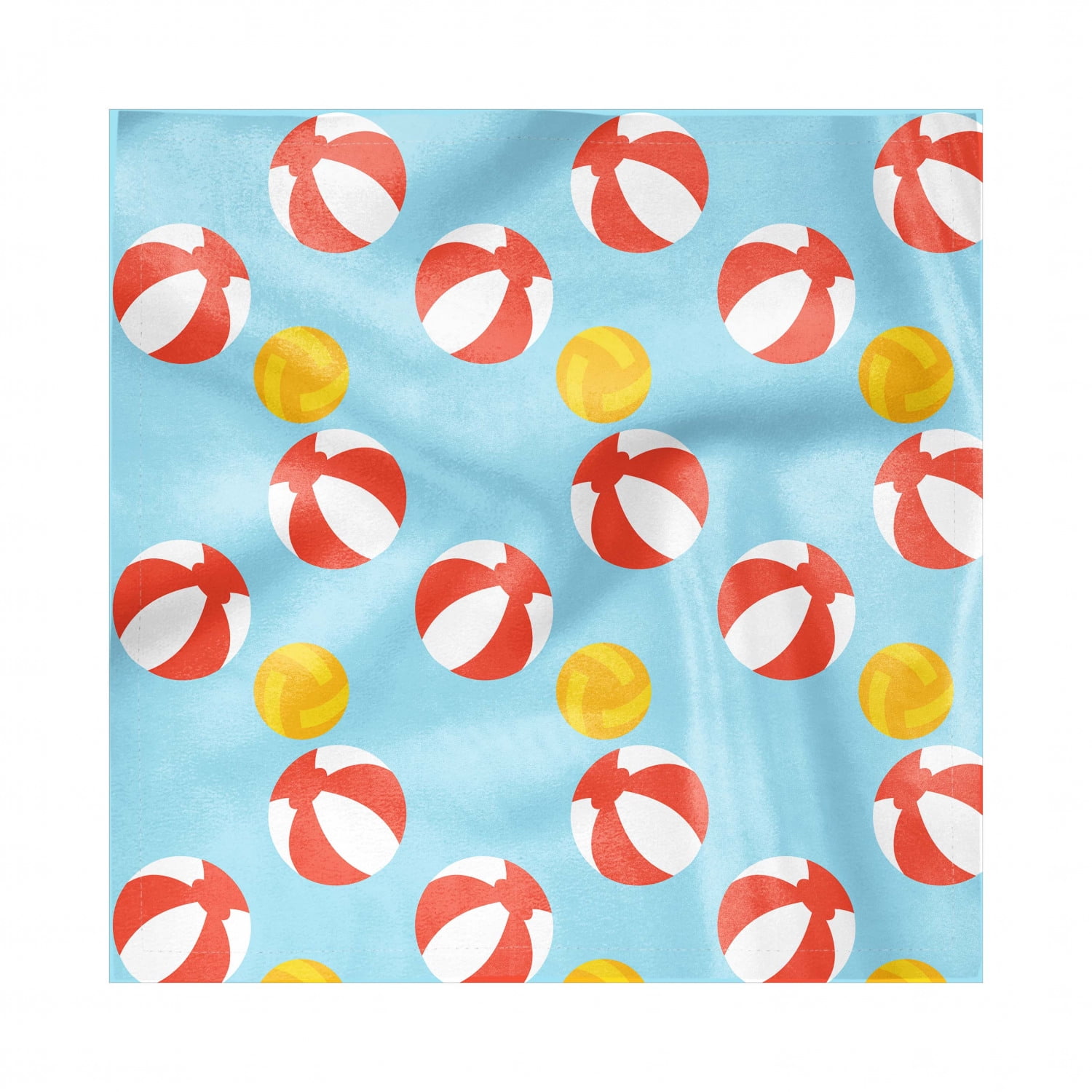 Volleyball Decorative Satin Napkins Set of 4, Arrangement of Beach