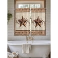 thumbnail image 4 of Farmhouse Texas Star Brown Bathroom Window Curtain, Berry Vintage Wooden Light Filtering Coffee Kitchen Curtains, Bedroom Living Room Curtains 2 Panel 84"x54", 4 of 6