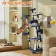 thumbnail image 4 of EDX 79" Cat Tree Tower for Indoor Cats, Multi-Level Durable Cat Climbing Tower, Large Pet House with Natural Sisal Scratching Post, Cozy Condo, Extended Platform, Basket, Kitten Toy, Dark Blue, 4 of 7