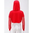 thumbnail image 1 of Yanarno Chandail à Capuchon en Maille pour Filles, Manches Longues, Hauts de Danse, Chandail en Résille à Enfiler, Chandails à Capuchon, Haut Court à Cordon, Rouge, 12, 1 of 6