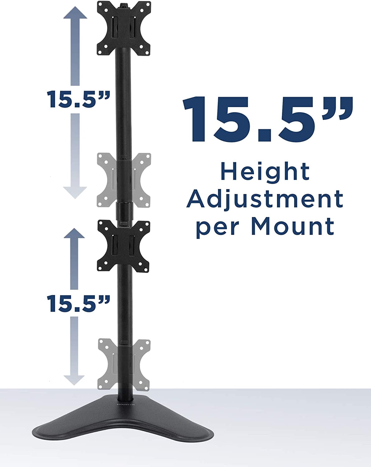 Vertical Dual Monitor Stand for Two 13-32 Inch Screens, Height Adjustable  Standing Pole with Tilt Swivel Rotate, Ergonomic VESA Riser, Black