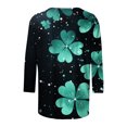 thumbnail image 4 of Women's T Shirts 3/4 Sleeve Plant Printed Tees Graphic Loose Summer Tops Black M, 4 of 5
