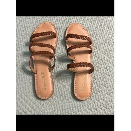 

SPLENDID Womens Brown Braided Cushioned Thora Round Toe Slip On Sandals 9 M