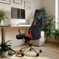 thumbnail image 3 of POLERO Stretch One Piece High Back Office Chair Slipcover, Black Cat Red Rose Elastic Brushed Fabric Chair Covers for Workspace Gaming, 3 of 7