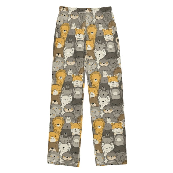 Wobogo Cartoon Bear Lions Pattern Long Pajama Pants Bottoms Soft Sleepwear with Pockets