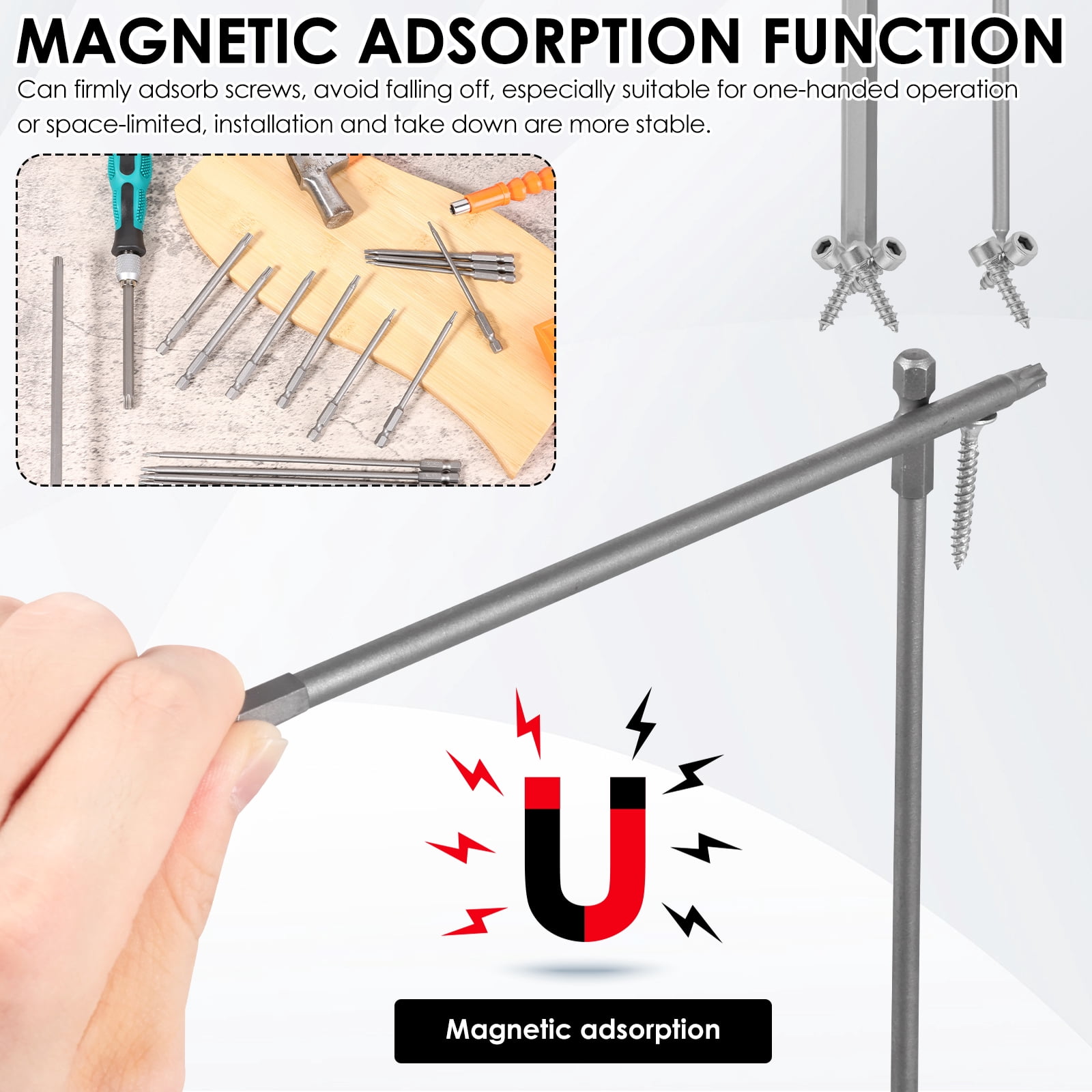 TMWEFUSC 23Pcs Security Torx Screwdriver Bit Set Magnetic Star Screwdriver Drill Bit S2 Steel 1/4 Hex Shank Torque Tamper Proof Screwdriver With Handle T6-T40, 4 Inch 7.9 Inch Length