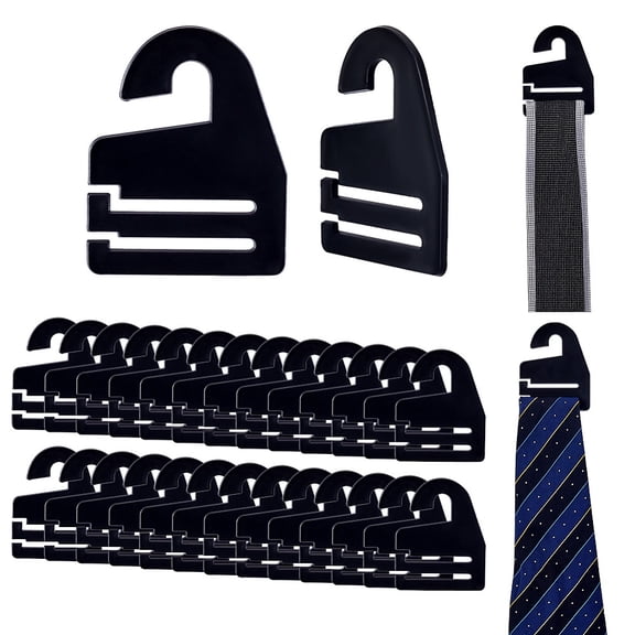 30Pcs Black Tie Hanger Necktie Holder Organizer