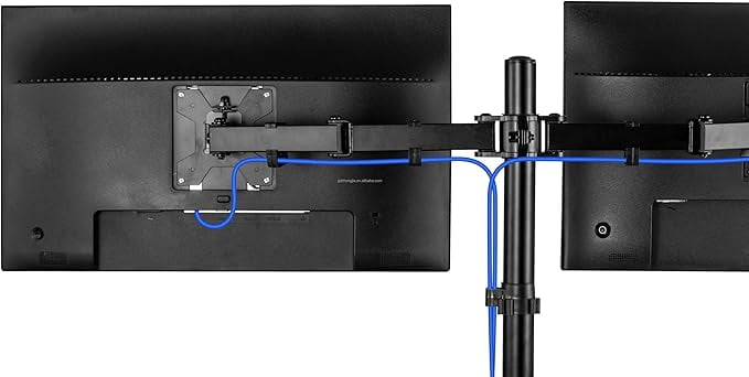 OptiLite Dual Monitor Arm, Adjustable Desk Mount with Swivel and Tilt, Black Aluminum