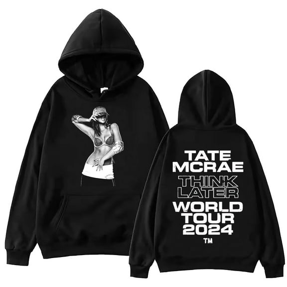 Tate McRae 2024 Tour Oversized Trendy Hoodie Harajuku Hip Hop Loose Classic Simple LongSleeve Pullover Tops Man Woman Sweatshirt