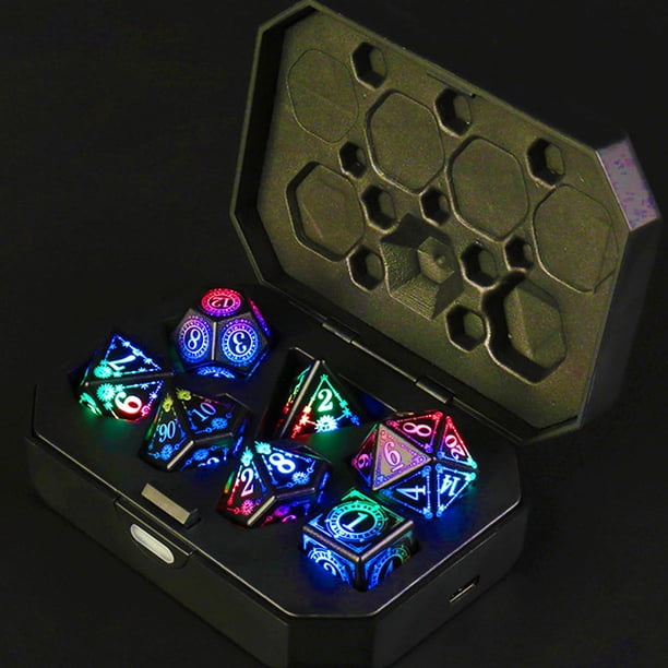 LED Dice Set D&D Rechargeable, Wireless Light up Dice Set DND Dice Set, Cool DND Dice with Charging Box Flicker Luminous Dice, Magic Dice Polyhedral Role Playing Dice for DND Gifts RPG (Multicolor)