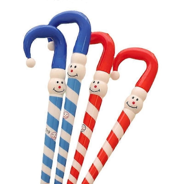 30 bolígrafos navideños de muñeco de nieve con tinta azul, compatibles con colores aleatorios.